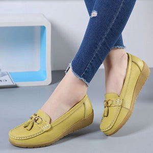 Women Shoes Flats Cut Out Leather Casual Breathbale Moccains