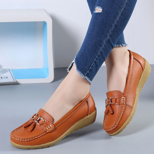 Women Shoes Flats Cut Out Leather Casual Breathbale Moccains