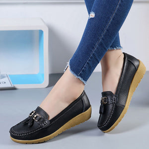 Women Shoes Flats Cut Out Leather Casual Breathbale Moccains