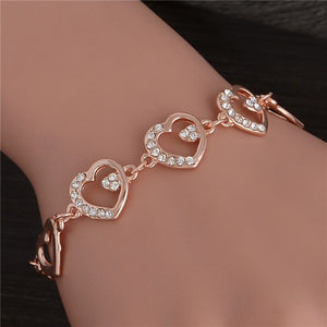 Women Fashion Bridal Jewelry Flower Opal Charm Gold Color Crystal Statement Bracelets & Bangles