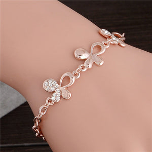 Women Fashion Bridal Jewelry Flower Opal Charm Gold Color Crystal Statement Bracelets & Bangles