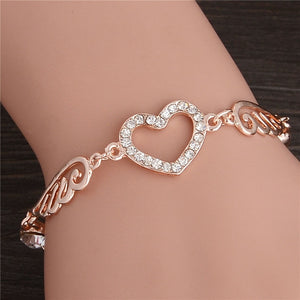 Women Fashion Bridal Jewelry Flower Opal Charm Gold Color Crystal Statement Bracelets & Bangles