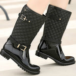 Stylish High Quality Rain Boots Upper Plaid Quilted Design