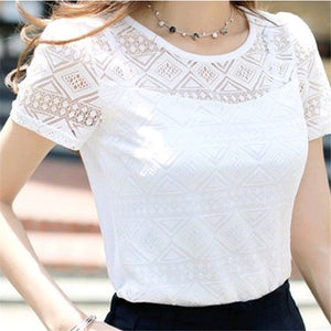 Jeseca New Women Clothing Chiffon Blouse Lace Crochet Slim fit Tops