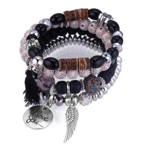 DIEZI Bohemia Crystal Bead Bracelets For Women Tassel Natural Stone Charms