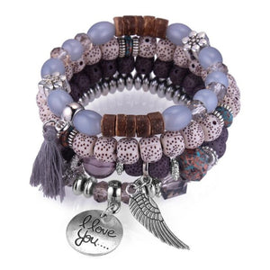 DIEZI Bohemia Crystal Bead Bracelets For Women Tassel Natural Stone Charms