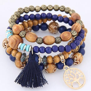 DIEZI Bohemia Crystal Bead Bracelets For Women Tassel Natural Stone Charms