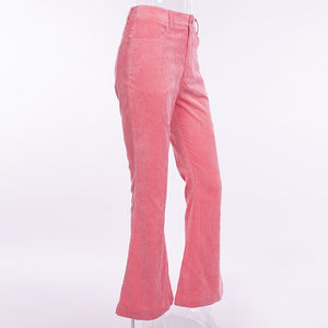 Women High Waist Flare Boot Cut Pants  Autumn Winter