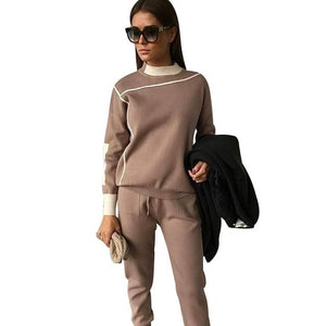 Women 2 Piece Tracksuits Autumn Fashion Turtleneck Sweater And Pants