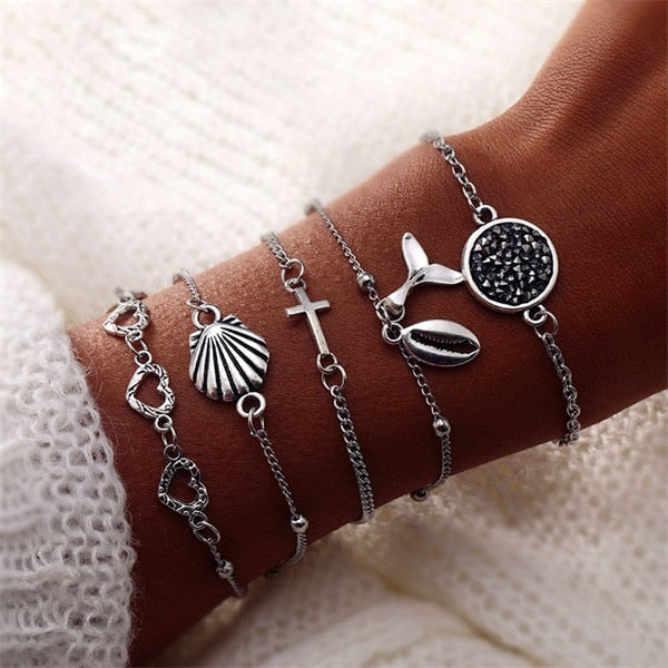 IPARAM Bohemian Shell Map Turtle Bracelet Set 2019 Retro Geometric Female Glamour