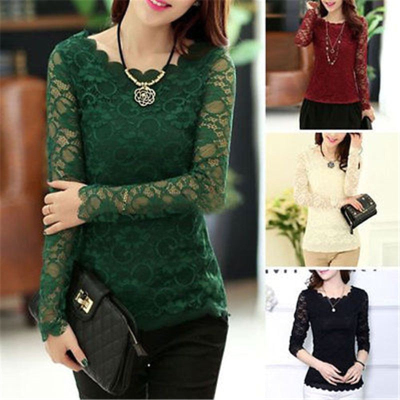 Elegant Crochet Openwork Lace Patchwork Blouses