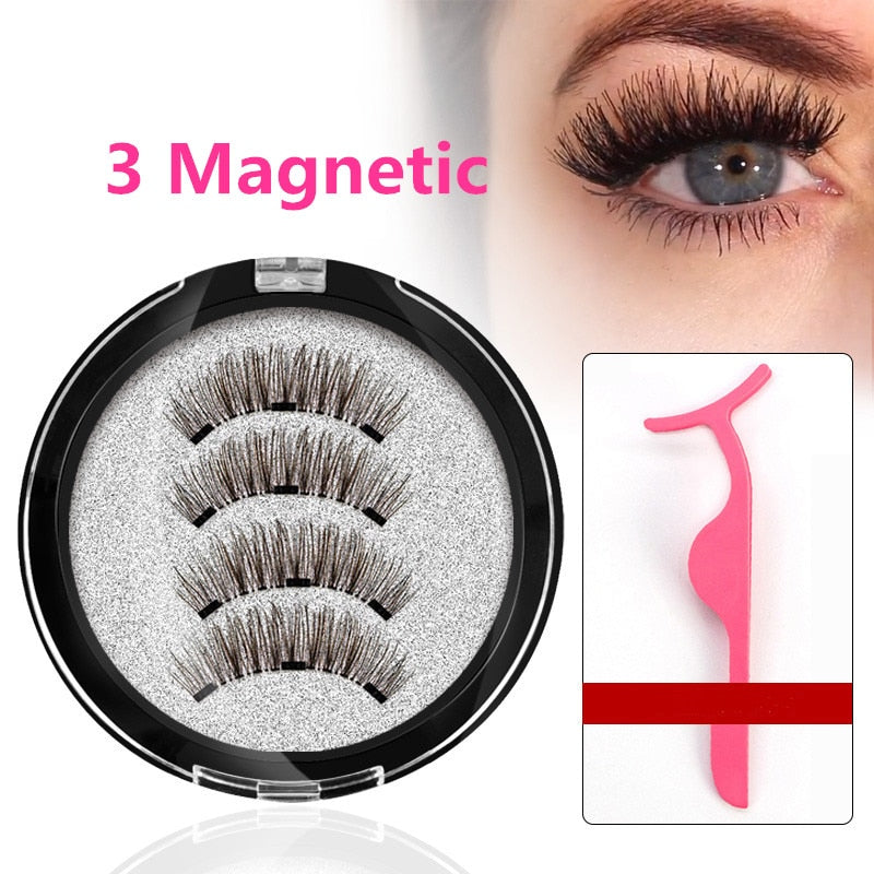 Magnetic Eyelashes 3 Magnets Handmade 3D/6D Magnetic Lashes Natural False Eyelashes