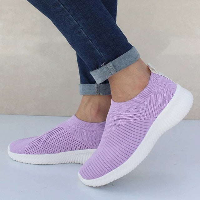 Women Shoes Knitting Sock Sneakers Spring Summer Slip On Flat Shoes