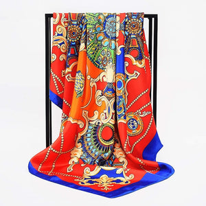 Satin Scarf Gradient Printed Women Fashion