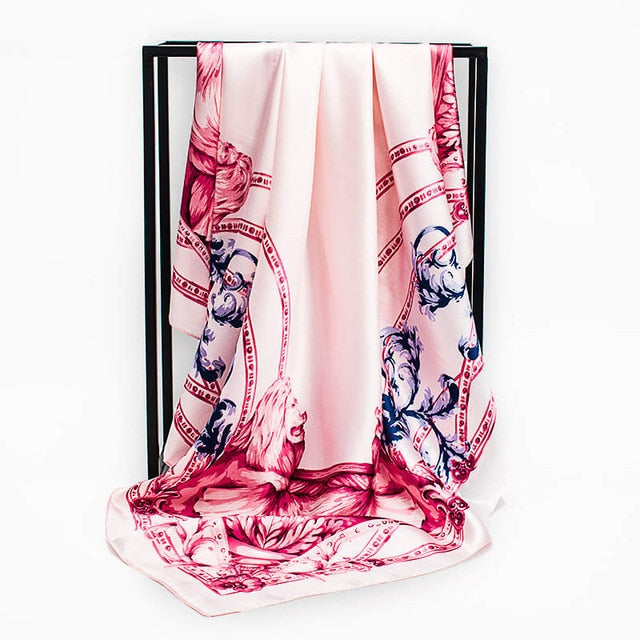 Satin Scarf Gradient Printed Women Fashion