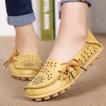 Women Soft Genuine Leather Loafers Slip On Breathable Mocassin