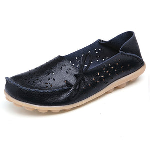 Women Soft Genuine Leather Loafers Slip On Breathable Mocassin