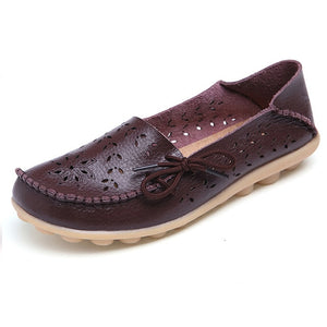 Women Soft Genuine Leather Loafers Slip On Breathable Mocassin