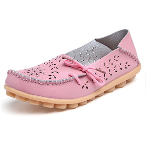 Women Soft Genuine Leather Loafers Slip On Breathable Mocassin