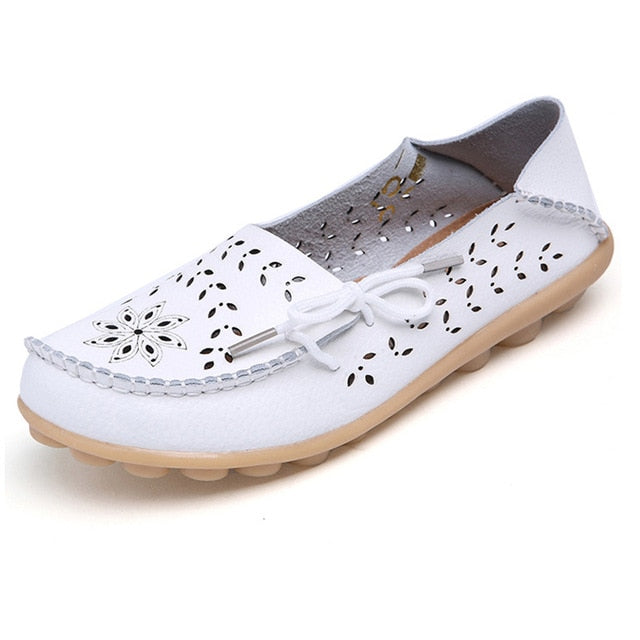 Women Soft Genuine Leather Loafers Slip On Breathable Mocassin