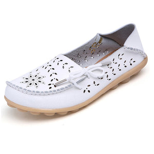 Women Soft Genuine Leather Loafers Slip On Breathable Mocassin