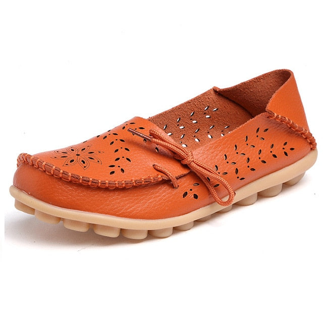 Women Soft Genuine Leather Loafers Slip On Breathable Mocassin