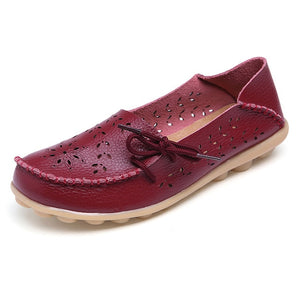 Women Soft Genuine Leather Loafers Slip On Breathable Mocassin