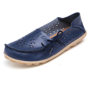 Women Soft Genuine Leather Loafers Slip On Breathable Mocassin