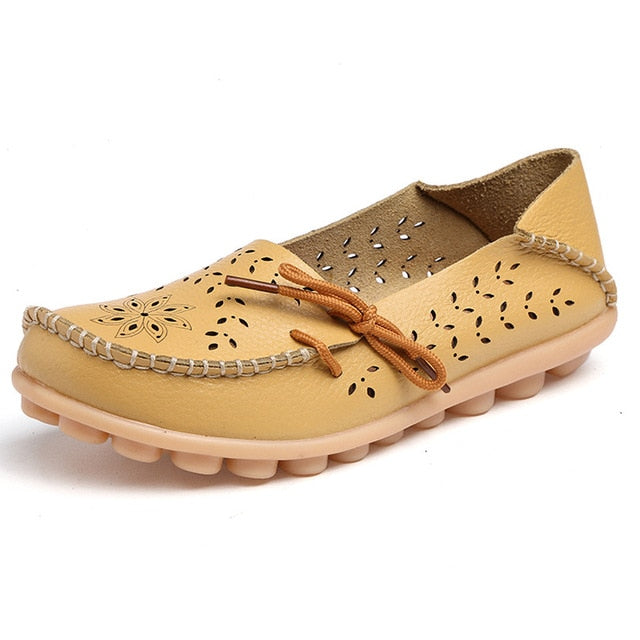 Women Soft Genuine Leather Loafers Slip On Breathable Mocassin