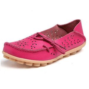 Women Soft Genuine Leather Loafers Slip On Breathable Mocassin