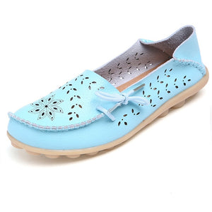 Women Soft Genuine Leather Loafers Slip On Breathable Mocassin