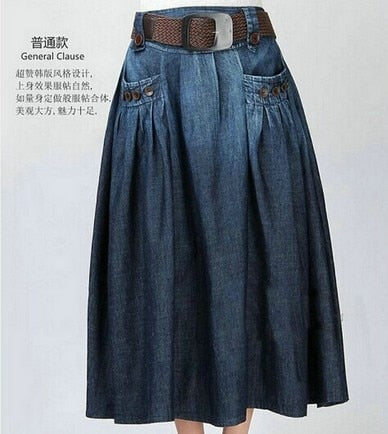 2019 Women Fashion Denim All-match Loose Casual Jeans Skirt Elastic Waist Long Skirt