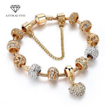 ATTRACTTO Luxury Crystal Heart Charm Bracelets & Bangles Gold Bracelets For Women