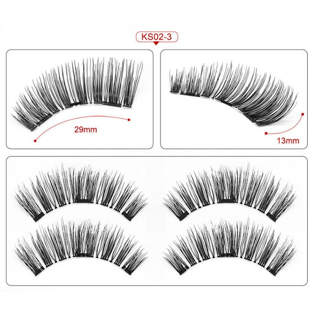 Magnetic Eyelashes 3 Magnets Handmade 3D/6D Magnetic Lashes Natural False Eyelashes