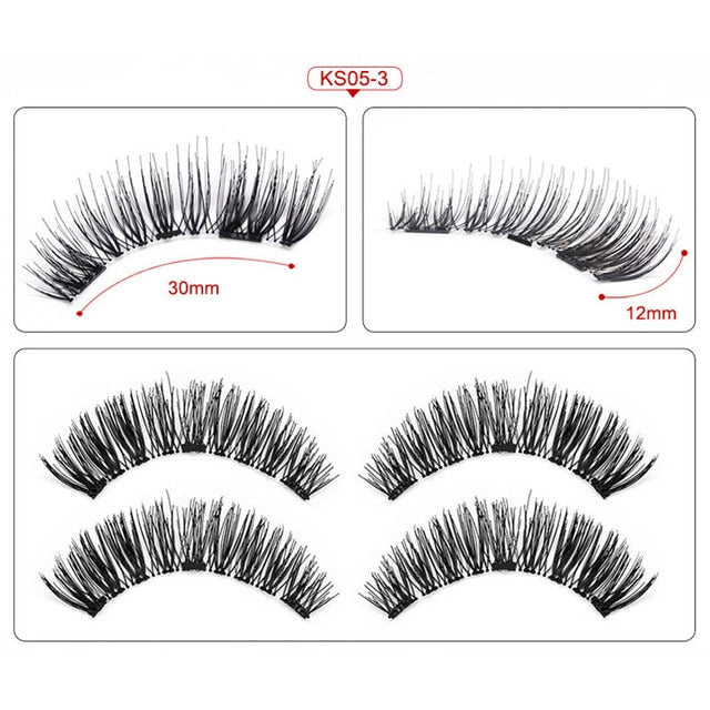 Magnetic Eyelashes 3 Magnets Handmade 3D/6D Magnetic Lashes Natural False Eyelashes