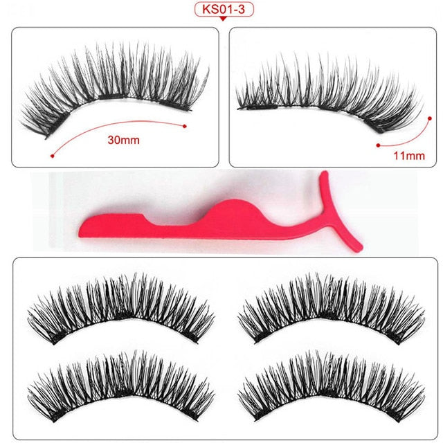 Magnetic Eyelashes 3 Magnets Handmade 3D/6D Magnetic Lashes Natural False Eyelashes