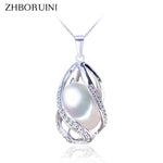 ZHBORUINI  Natural Freshwater Pearl Necklace 925 Sterling Silver Jewelry