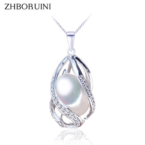 ZHBORUINI  Natural Freshwater Pearl Necklace 925 Sterling Silver Jewelry