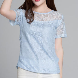 Jeseca New Women Clothing Chiffon Blouse Lace Crochet Slim fit Tops