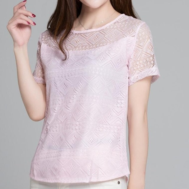 Jeseca New Women Clothing Chiffon Blouse Lace Crochet Slim fit Tops