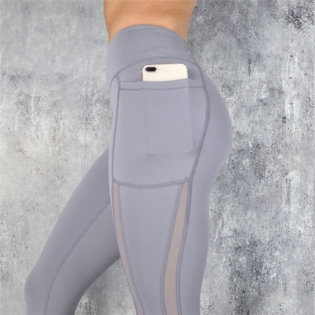 CHRLEISURE High Waist Pocket  Solid Color Workout leggings