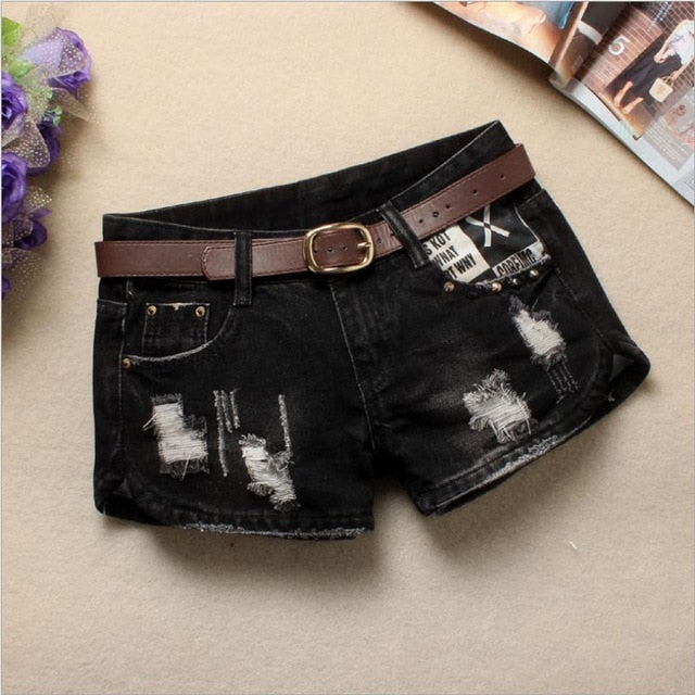 Denim Shorts For Women Sexy Mini Shorts Rivet Holes Low Waist