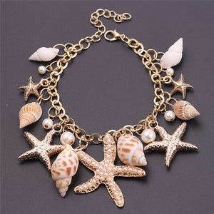 Summer Fashion Jewelry  Star Starfish Conch Shell Unlimited Charm Multi-element Bracelet